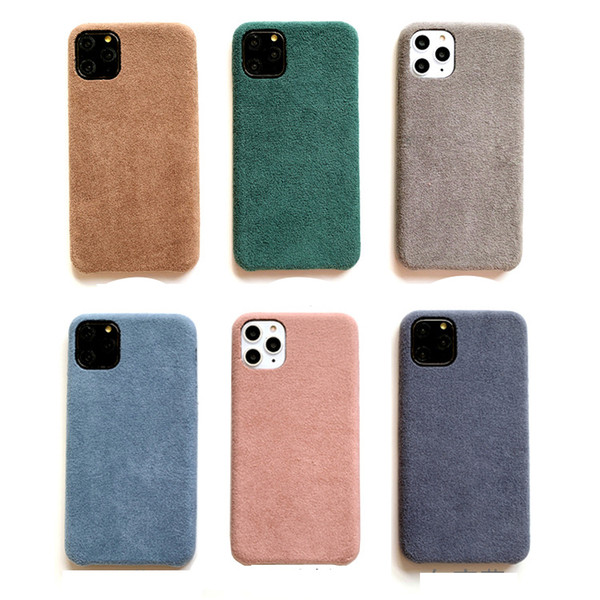 Plush Leather case for iPhone 12 pro max 11 XR X 6 7 8 Plus Soft Touch PC Protector Phone Cover fur