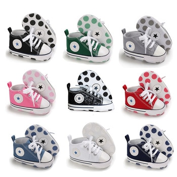 Newborn First Walkers Crib Shoe White Soft Anti-Slip Sole Unisex Toddler Casual Canvas Baby Infant Boy Girl Shoes