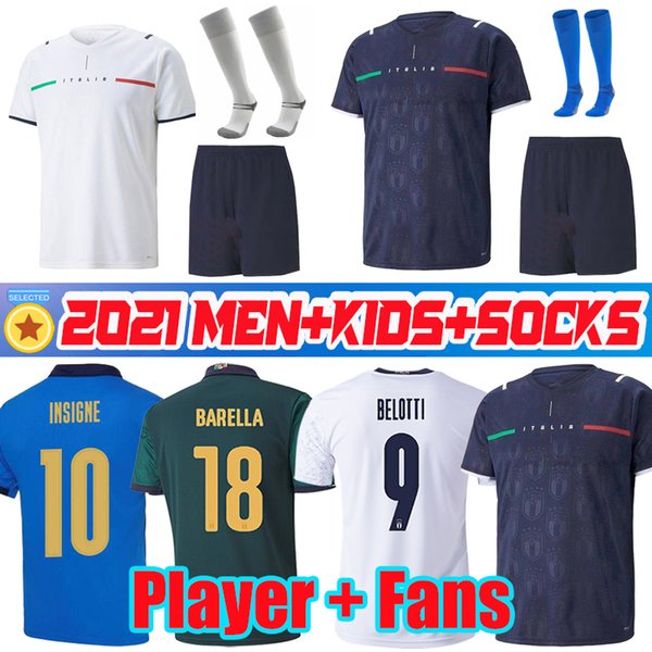 2021 2022 Fans Player Version BARELLA SENSI INSIGNE Soccer Jersey 20 21 22 CHIELLINI ITALY BELOTTI Italia Maglie da calcio BERNARDESCHI FOOTBALL SHIRTS men kids