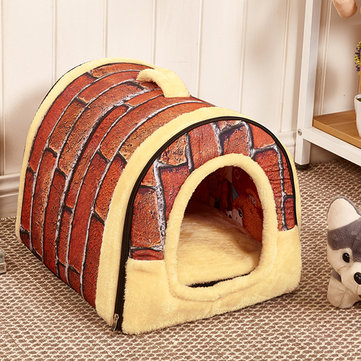 Pet Dog Cat House Kennel Nest With Mat