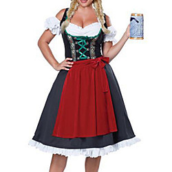 Country Girl Dress Dirndl Trachtenkleider Women's Bavarian Vacation Dress Carnival Oktoberfest Beer Festival / Holiday Polyster Red Women's Easy Carnival Costumes / Apron Lightinthebox