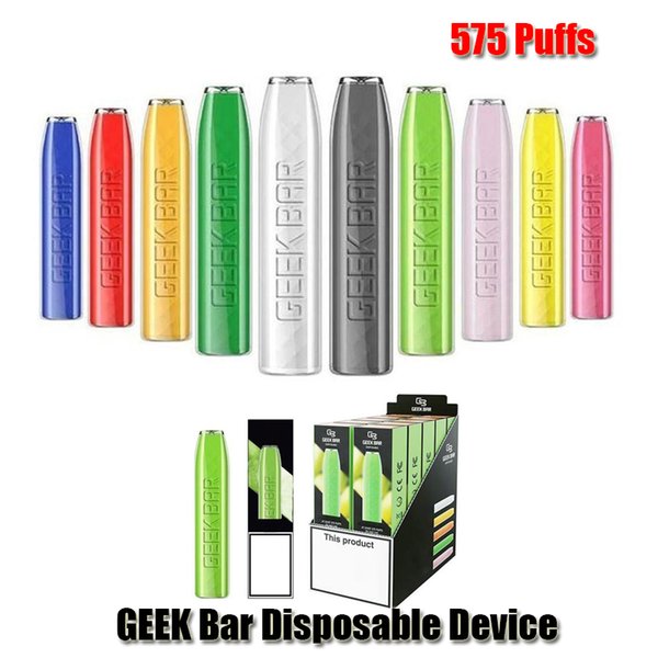Geek Bar Disposable E Cigarettes Pod Device Kit 575 Puffs 500mAh Battery 2.4ml Prefilled Cartridges Vape Pen VS Pro Elf 1500