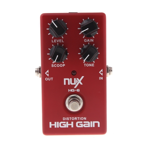 NUX HG-6 de distorsion pour guitare électrique Effet High Gain pédale True Bypass Rouge