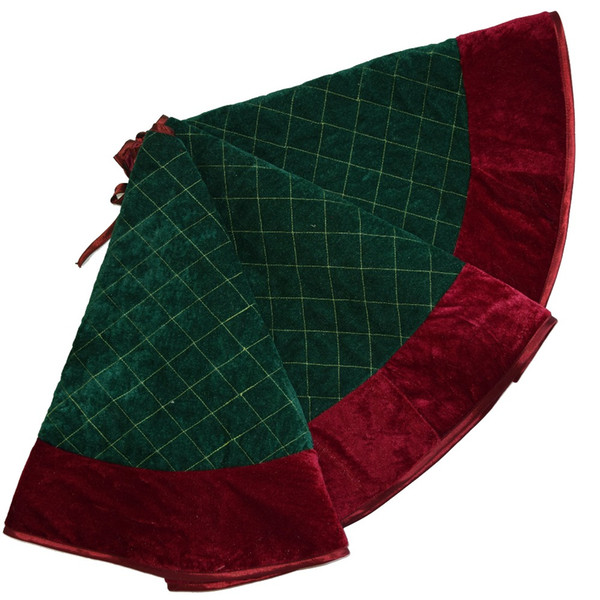 sorrento 36"/42"/50"green velvet diamond quilted embroidery decoration skirt with velvet border decoration christmas tree skirt