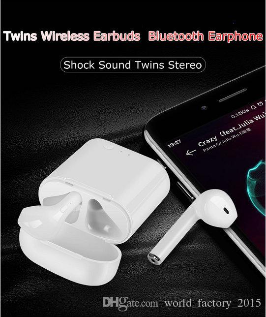 I7 TWS Twins Wireless Earbuds Mini Bluetooth Headset Earphone with Charging Case for Iphone 7 6s 6 Plus SE Galaxy S8 Plus