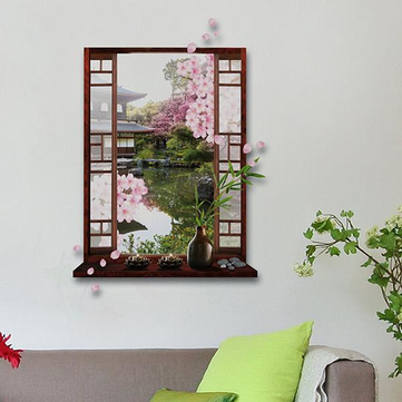 3D Pink Peach Blossom Flower Tree Wall Decal Removable Stickers Home Decor