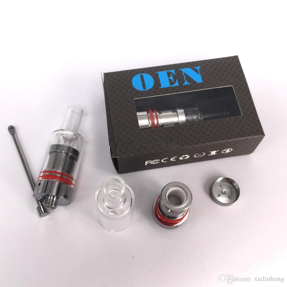 retail OEN Glass tank ceramic donut coil atomizer For Dry Herb wax concentrate and thick extracts oil with dab tool kit Free shipping