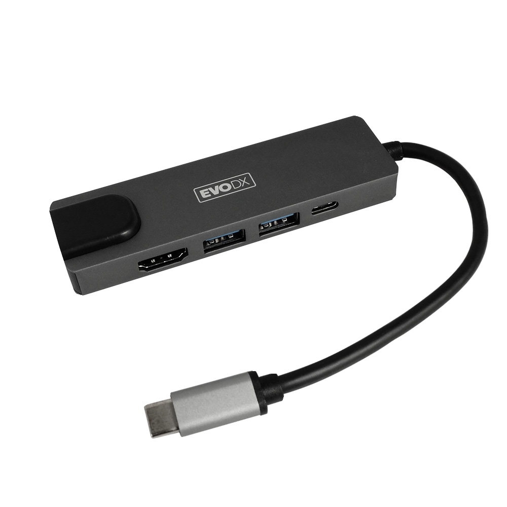 EvoDX Type-C 5 in 1 USB PD Hub with x2 USB 3.0, HDMI 4K & Gigabit Ethernet