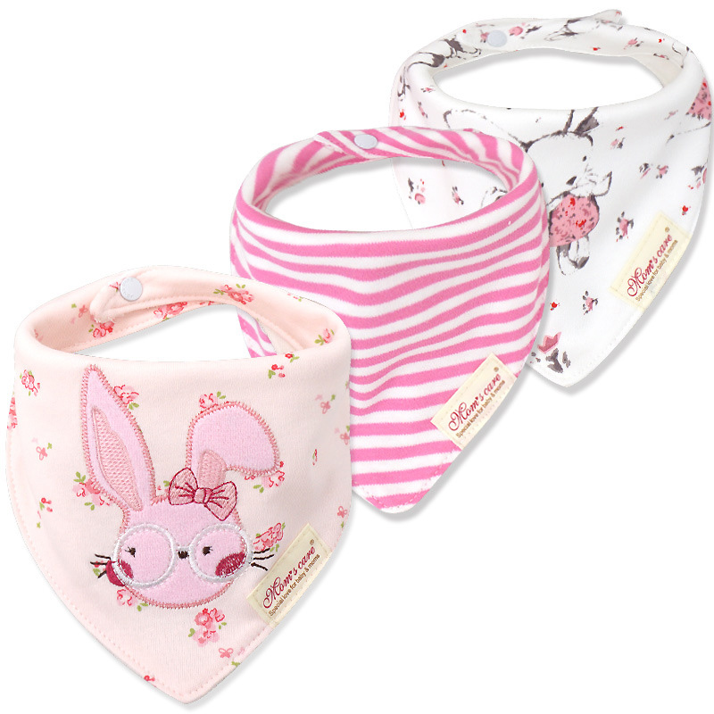 3-pack Lovely Rabbit Embroidered Bibs Set for Baby