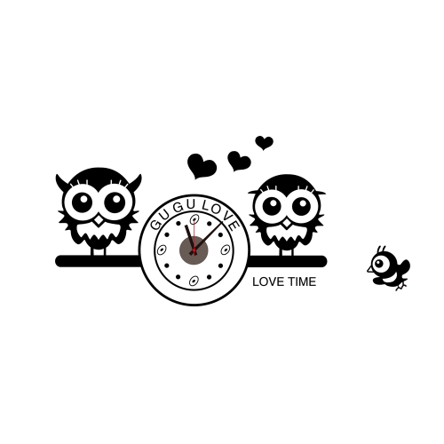 Cute Owls with Clock DIY Wall Wallpaper Stickers Art Decor Mural Room Decal
