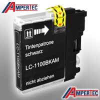 Ampertec Tinte für Brother LC-1100BK LC-980BK Universal  schwarz