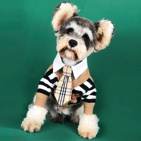dog clothes dog sweater stripe knitwear classic gentleman pet cardigan pet outfit french bull poodle yorkshire terrier