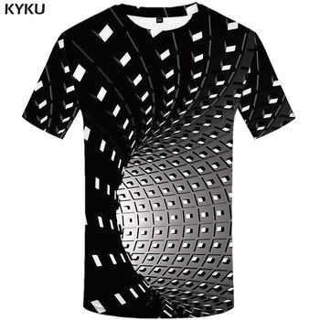 KYKU Psychedelic T shirt Men 3d t-shirt Dizziness Printed Tshirt Black Shirt Short Sleeve Punk mens clothing Casual summer tops