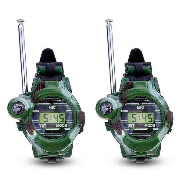 1 pair lcd radio 150m watches walkie talkie 7 in 1 children watch radio outdoor interphone toy (color: green)