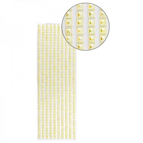 Schmuckstein-Bordüren, selbstklebend, facettiert, irisierend, Quadrate 6 x 6 ...