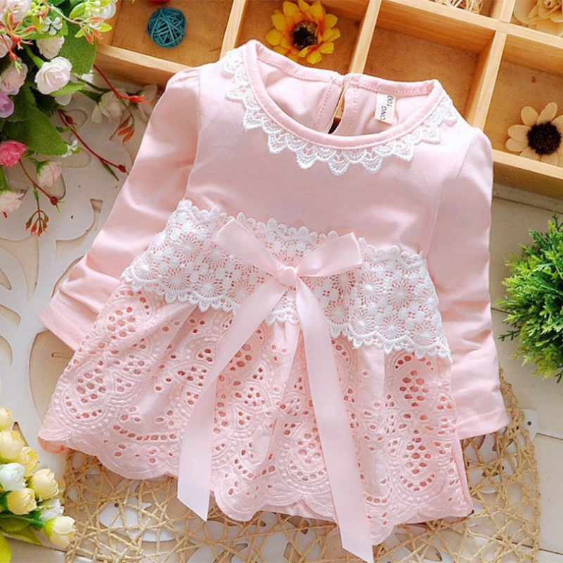 Baby / Toddler  Lace Decor  Long-sleeve Dress