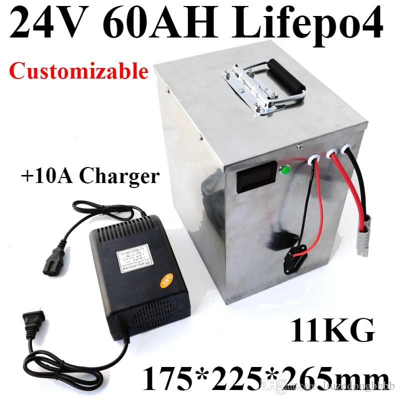2000W 24V Lifepo4 60AH battery 24V 60AH bateria +10A Charger BMS for Electric motor Sanitation sweeper sightseeing car golf cart
