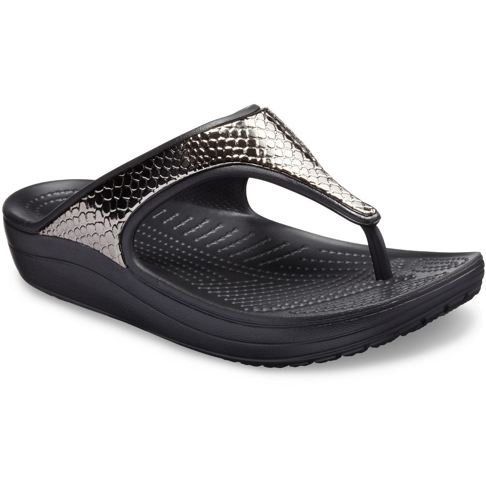 Crocs Womens Sloane Metallic Text Slip On Flip Flop Sandals UK Size 7 (EU 39.5)