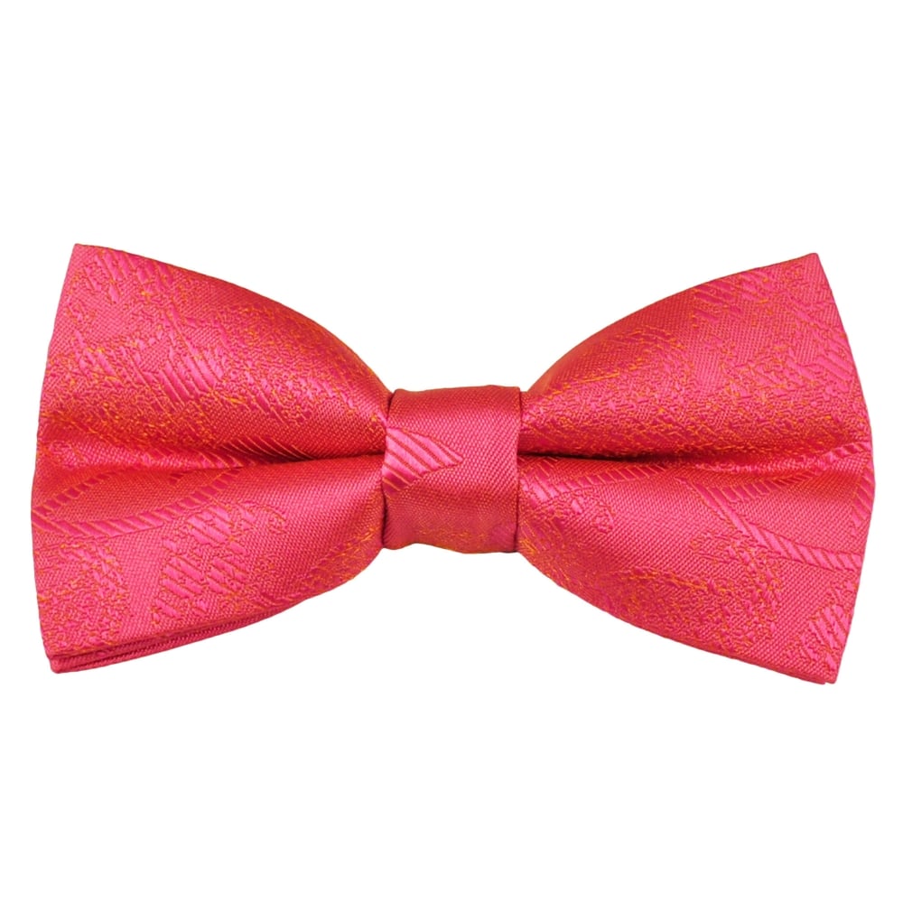 Coral Pink Paisley Patterned Men's Bow Tie