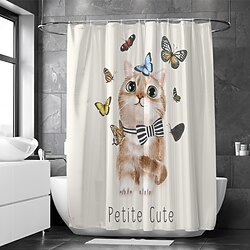 Rideau de douche avec crochets, motif de chat drôle art tissu décoration de la maison salle de bain imperméable lavable rideau de douche avec crochet luxe moderne miniinthebox