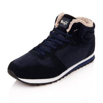 Big Size Lace Up Warm Fur Lining Sport Flat Casual Shoes