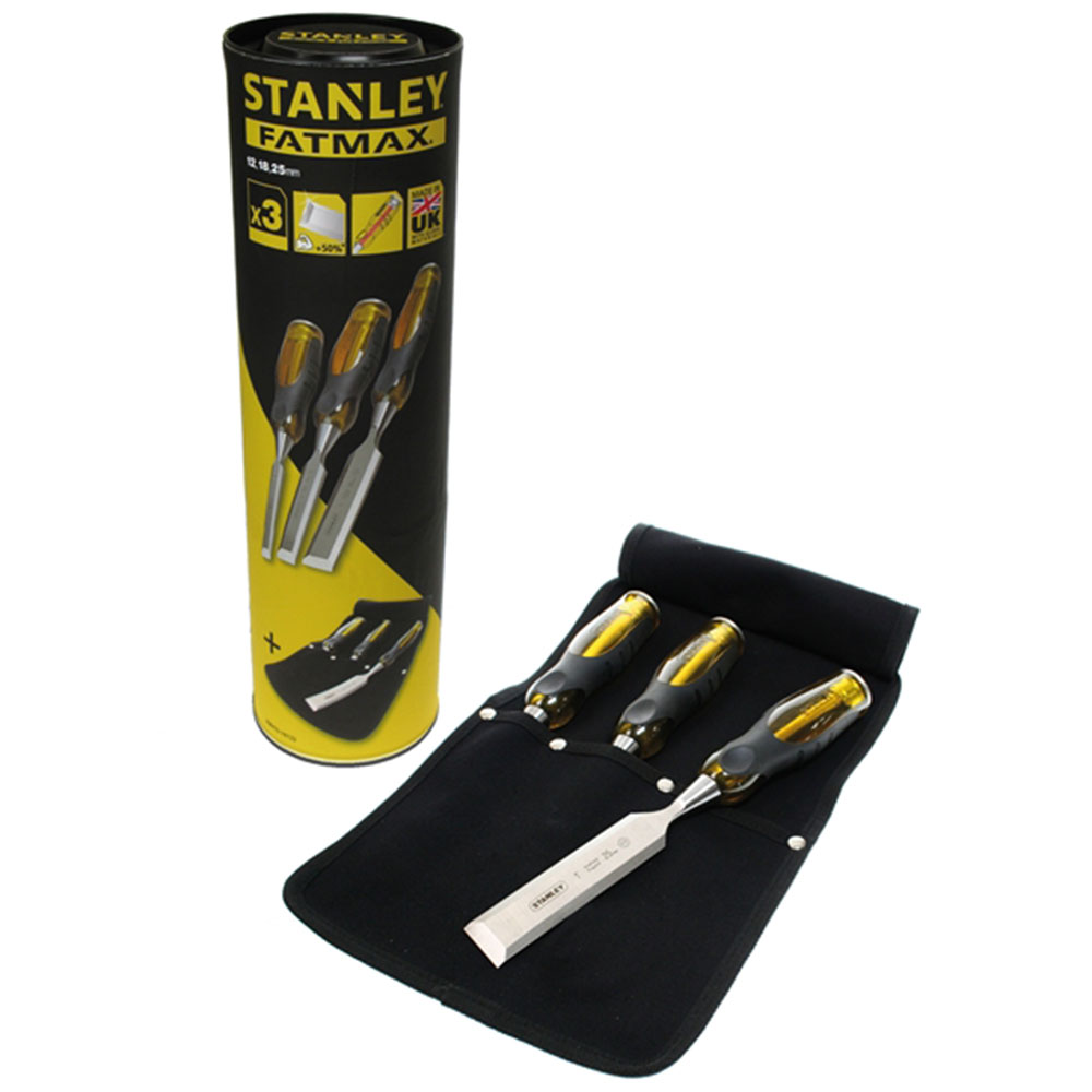 Stanley Tools FatMax Bevel Edge Chisel with Thru Tang Set of 3