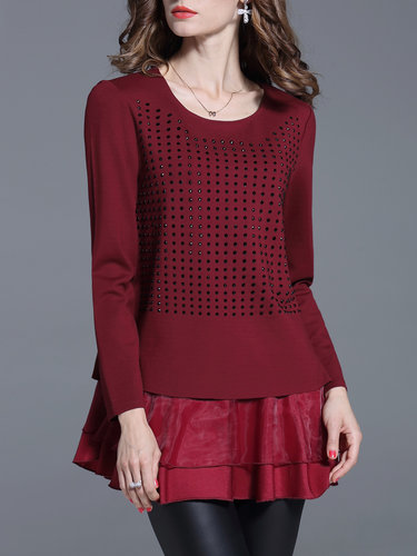 Red Shift Ruched Casual Long Sleeved Top