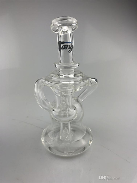New 8inch double uptake recycler glass bong accept personalized custom 14mm glass oil rigs Free Shipping stained glass