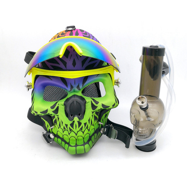 Gas Mask Bong Silicone Water Pipe Skull Mask Pipes with Sun Glasses Oil Rigs Oil burner Multifounctions Smoking Dab Rig Mask Hookah