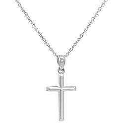 14k white gold petite cross pendant necklace 14k gold chain 20 inch chain Lightinthebox