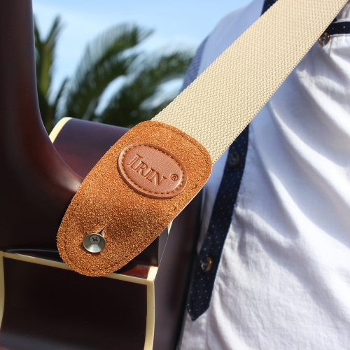 IRIN ceinture réglable coton tissé une sangle de cuir se termine pour Guitares Folk acoustiques confortable et Durable
