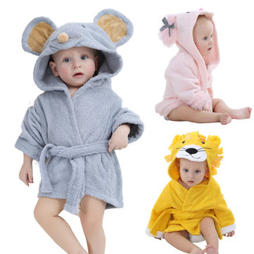 Cute Animal Baby Kids Hooded Bathrobe