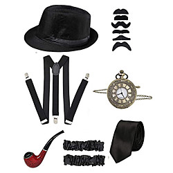 The Great Gatsby 1920s Vintage Inspired The Great Gatsby Outfits Men's Costume White / Black / Red Vintage Cosplay Birthday Party Party  Evening Festival / Hat / Tie / 1 Watch / Mustaches  Beards