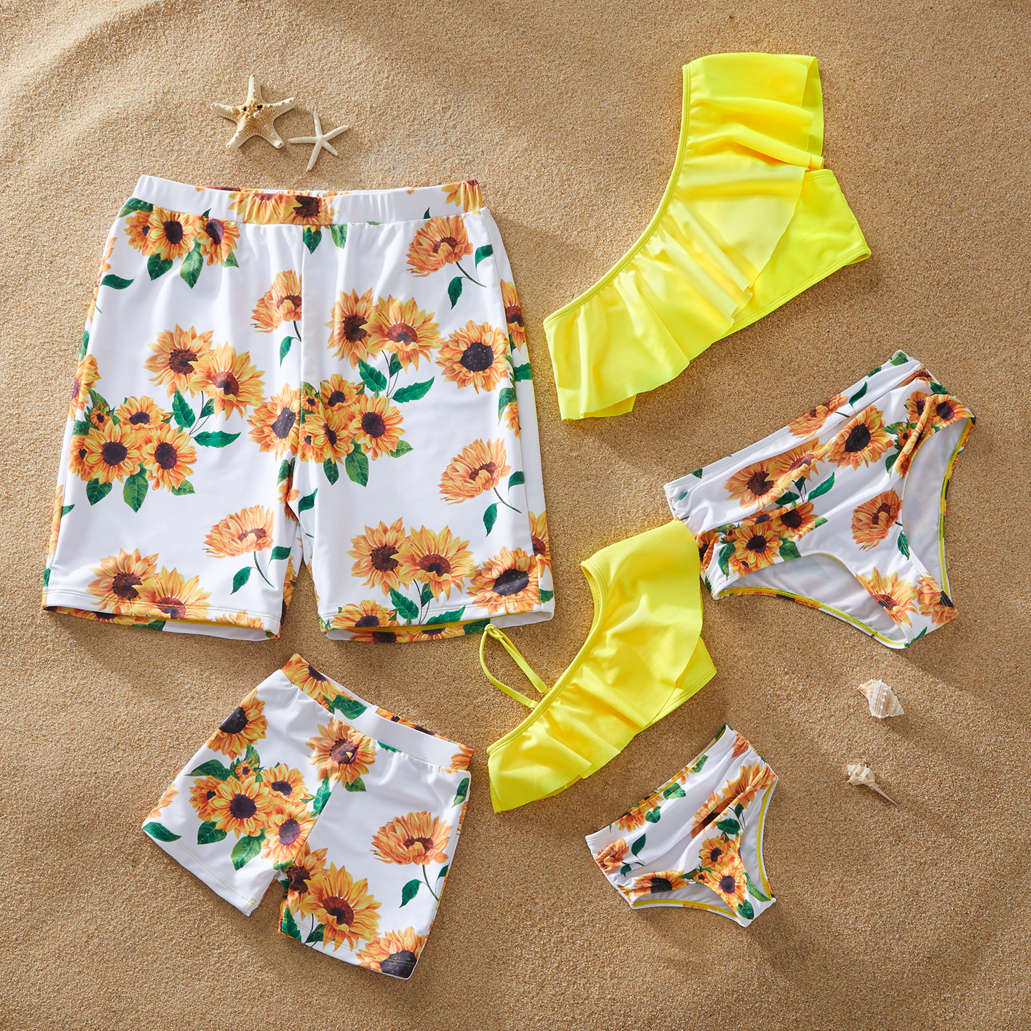 Sunflower Print Matching Swimsuit for Family