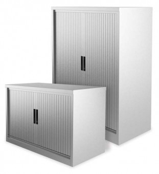 Silverline Light Grey Tambour Door Storage Cupboard 2000mm High