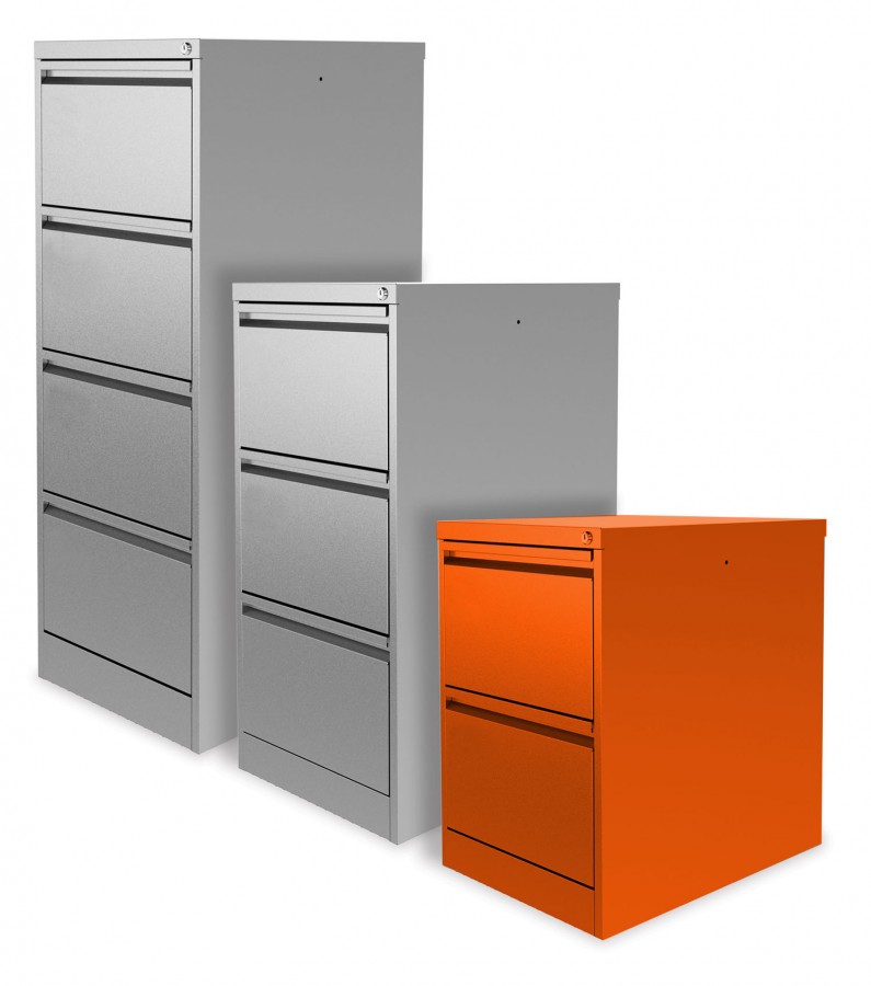 Large Capacity Lockable Filing Cabinet- 2 Drawers- Sienna Orange
