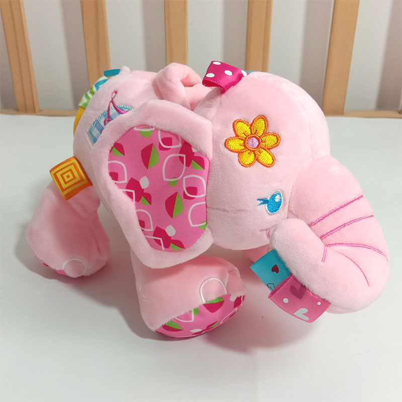 Multifunction Baby Hanging Rattle Toys Soft Activity Crib Stroller Toys Cute Elephant Shape for Toddlers Baby Girls Boys Pink Blue