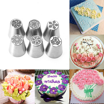 6pcs Flower Pastry Cake Icing Piping Nozzles Decorating Tips Baking Tools DIY Cupcake Decoration