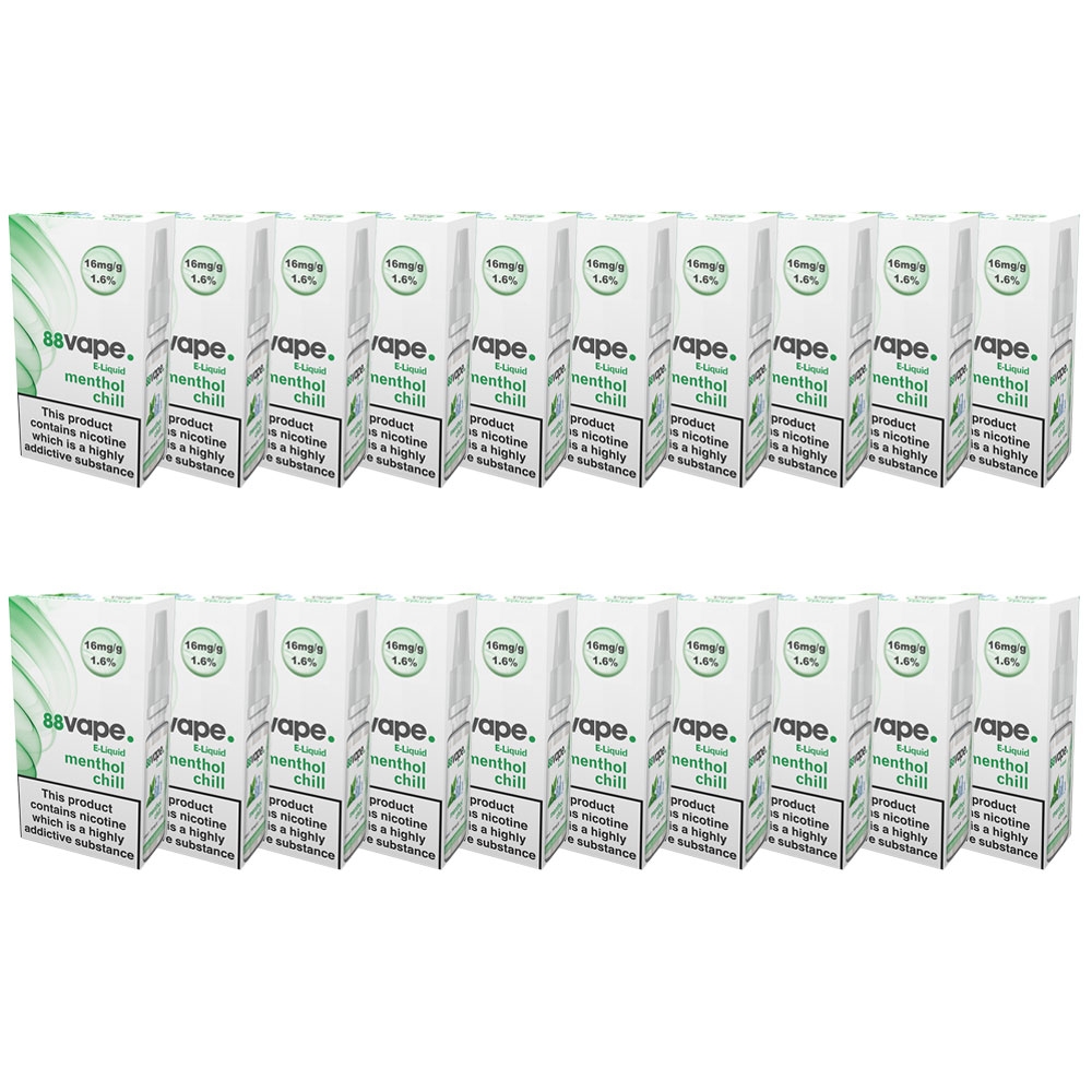88Vape E-Liquid Menthol Chill 10ml - 16mg Nicotine - Extra Value 20 Pack