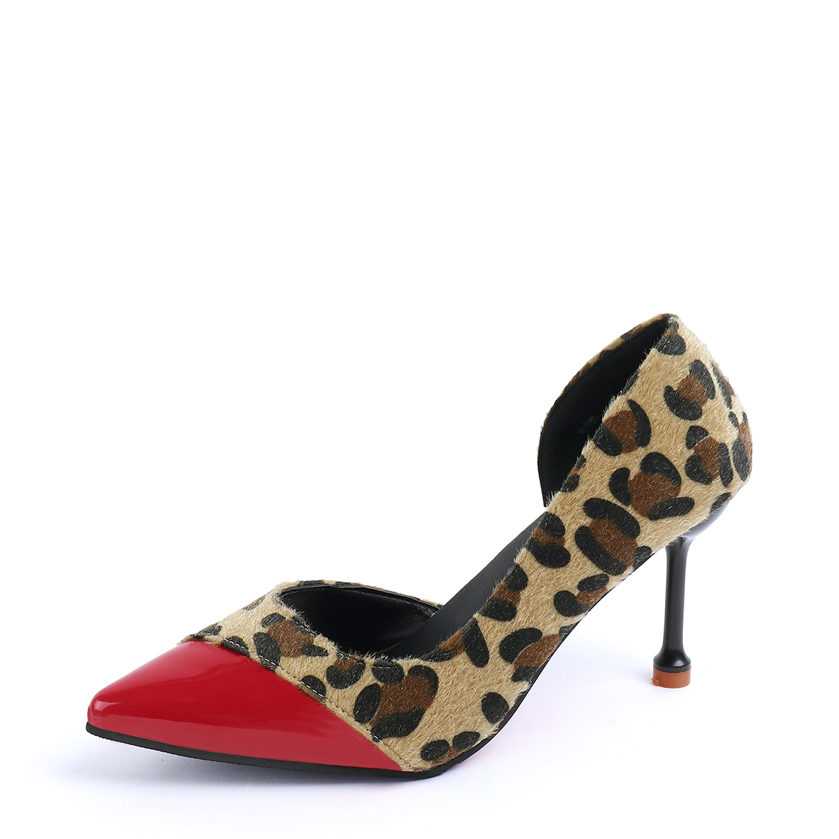 Leopard Pattern Stitching Point Toe Party Heels