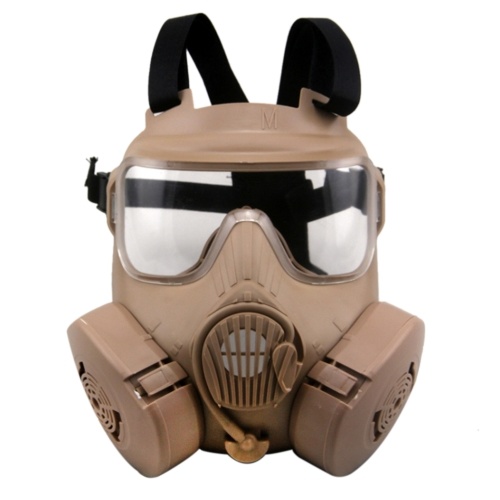 Cosplay CS Wargame Airsoft Ventilador Doble Filtro de Seguridad Máscara de Gas Tactical Perspiración Polvo Prop Cara Completa
