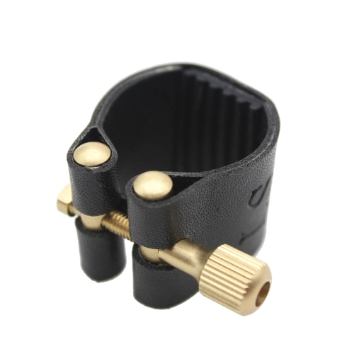 Ligature Attachement pour Alto Sax Saxophone Rubber Embouchure Cuir Artificielle Compact Durable