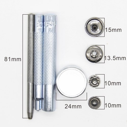 15mm 15pcs a Set of Metal Snap Button with Fastener Installation Tool for Children and Adult Clothes and Leather