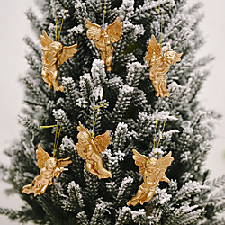 6pcs décorations de noël pendentifs ange or et argent créatif nouveau petit ange poupée pendentif petit arbre ornements
