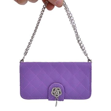 PU Leather Rose Grain Pattern Handbag Case Cover For iPhone 5 5S
