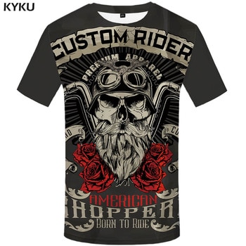 KYKU Brand Motorcycle T Shirt Punk T-shirt Knight Shirts 3d T Shirt Men Casual Rock Vintage Hip Hop Summer Tee Top Homme Clothes