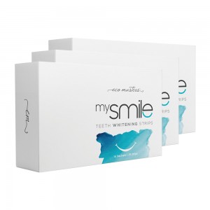 Bandes de blanchiment dentaire MySmile dEco Masters - Formule sure, douce et naturelle -14 Sachets/28 Bandelettes - 3 boites