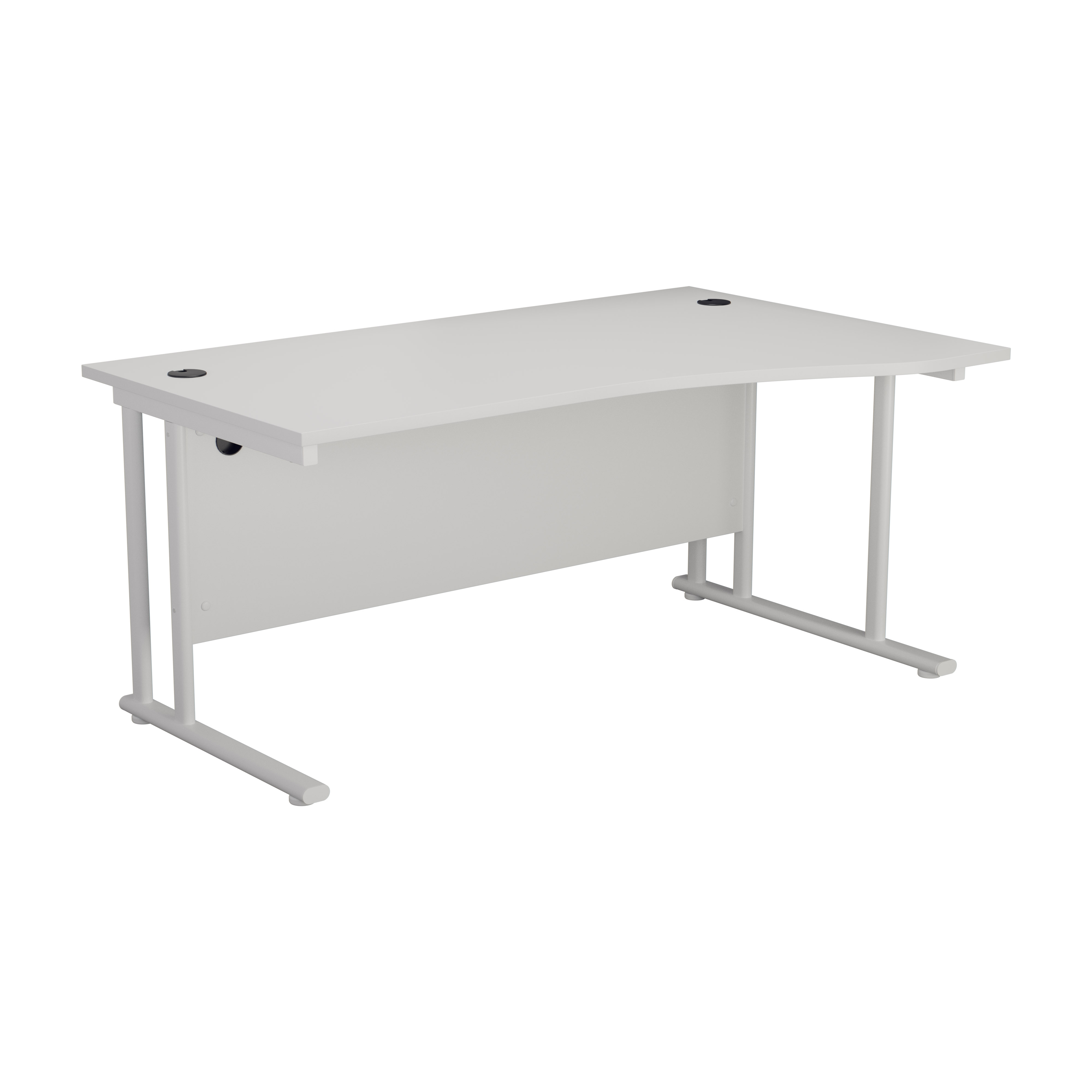 Start 1600 RH Hand Wave Cantilever Workstation - White Top and White Legs