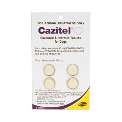 Cazitel Flavoured Allwormer For Dogs 10kg 4 Tablet