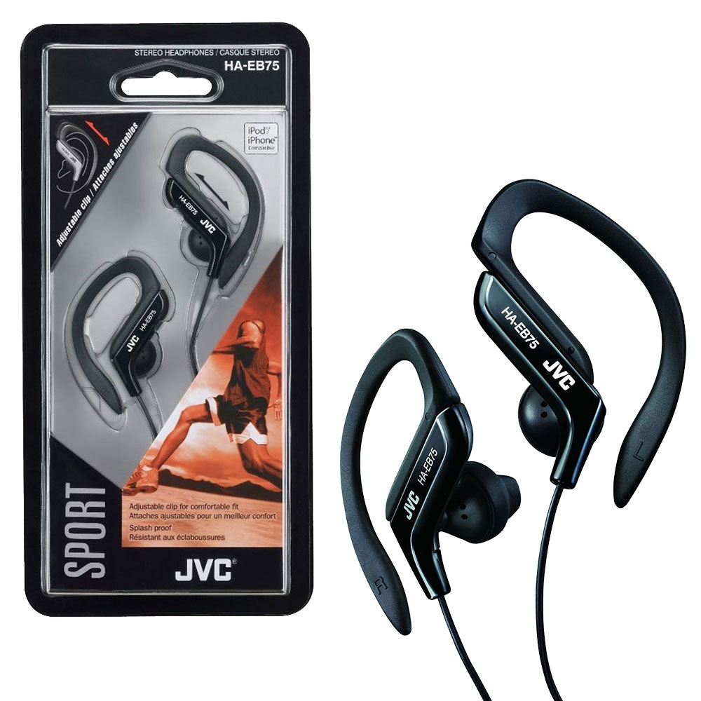 JVC Sports Ear Clip Earphones with Adjustable Clip - Black